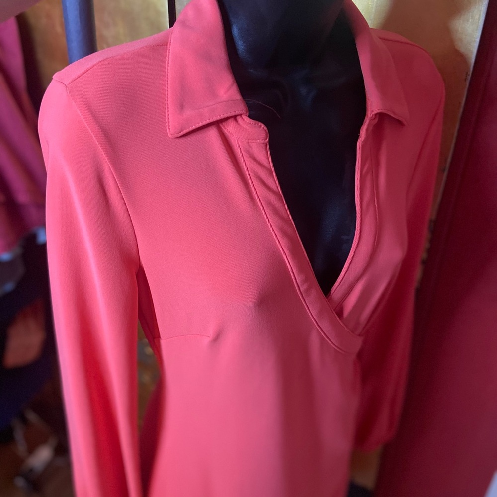 Boston Proper Coral Long Sleeve Dress